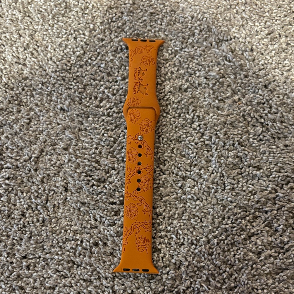 Orange Silicone Leaf-Pattern Watch Band